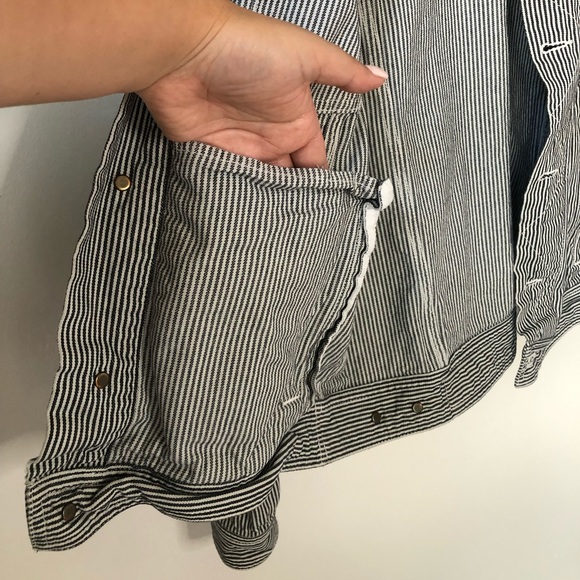 AMI Striped Denim Jacket Black and White - Picture 8 of 16